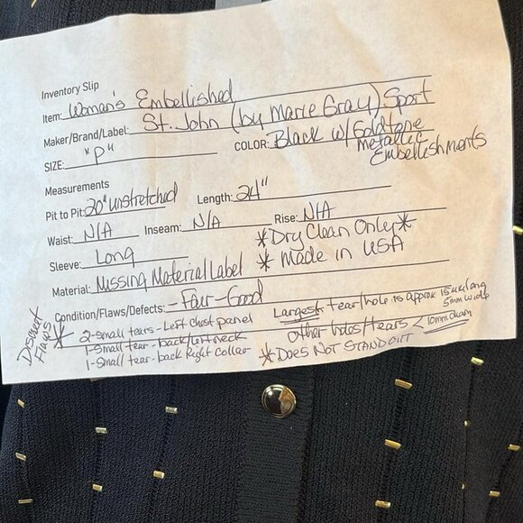 St John Sport Discreet Flaws Cardigan Gold Tone Beading SZ "P" See Photos - Picture 2 of 12